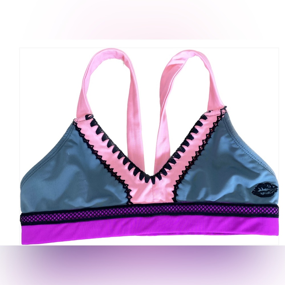 California Kisses Dance Top. Pink, grey and fuschia. child size Large (10)